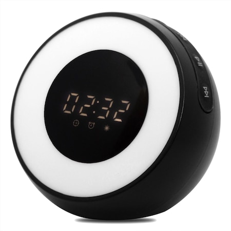 Zummy Alarm Clock with Built-in Air Purifier, Sound Machine, Wireless Bluetooth Speaker, and LED Lamp ZTS050BK